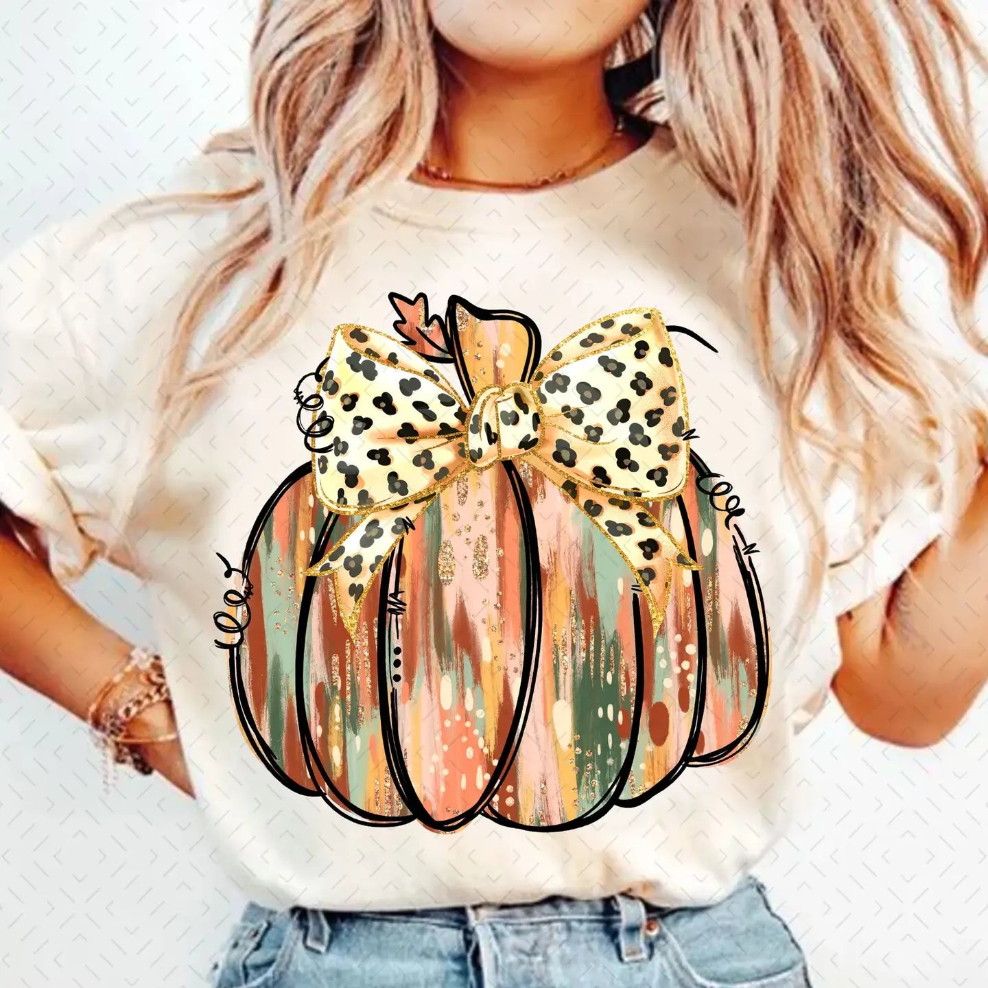 GOLD GLITTER PUMPKIN CREWNECK TEE/SWEATSHIRT