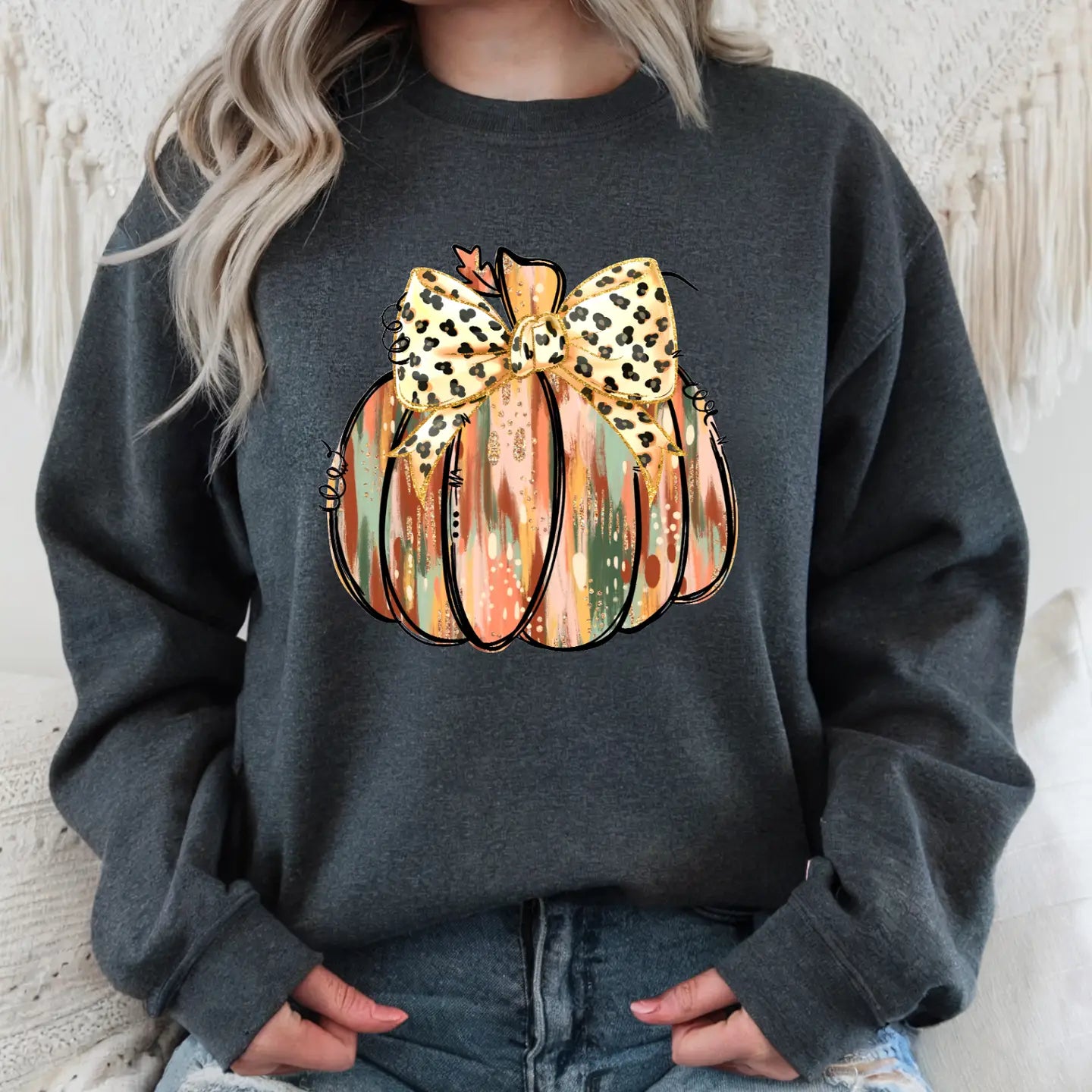 GOLD GLITTER PUMPKIN CREWNECK TEE/SWEATSHIRT