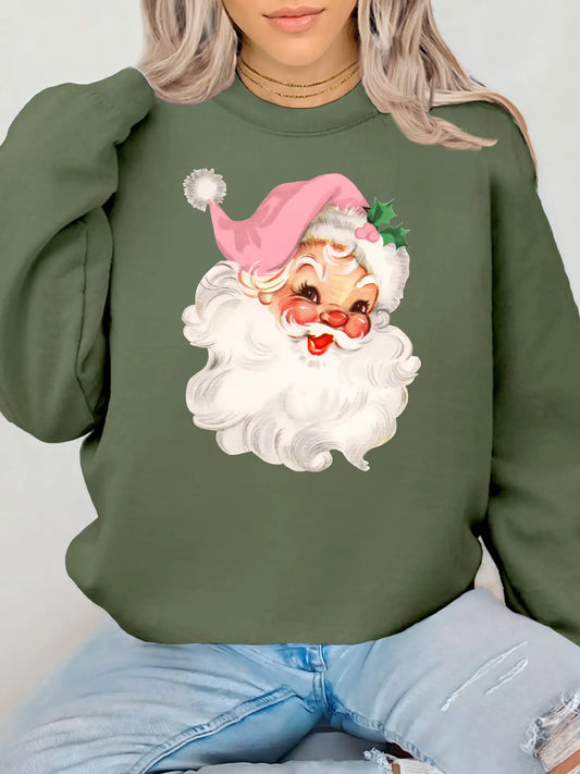 RETRO PINK SANTA CREWNECK TEE/SWEATSHIRT