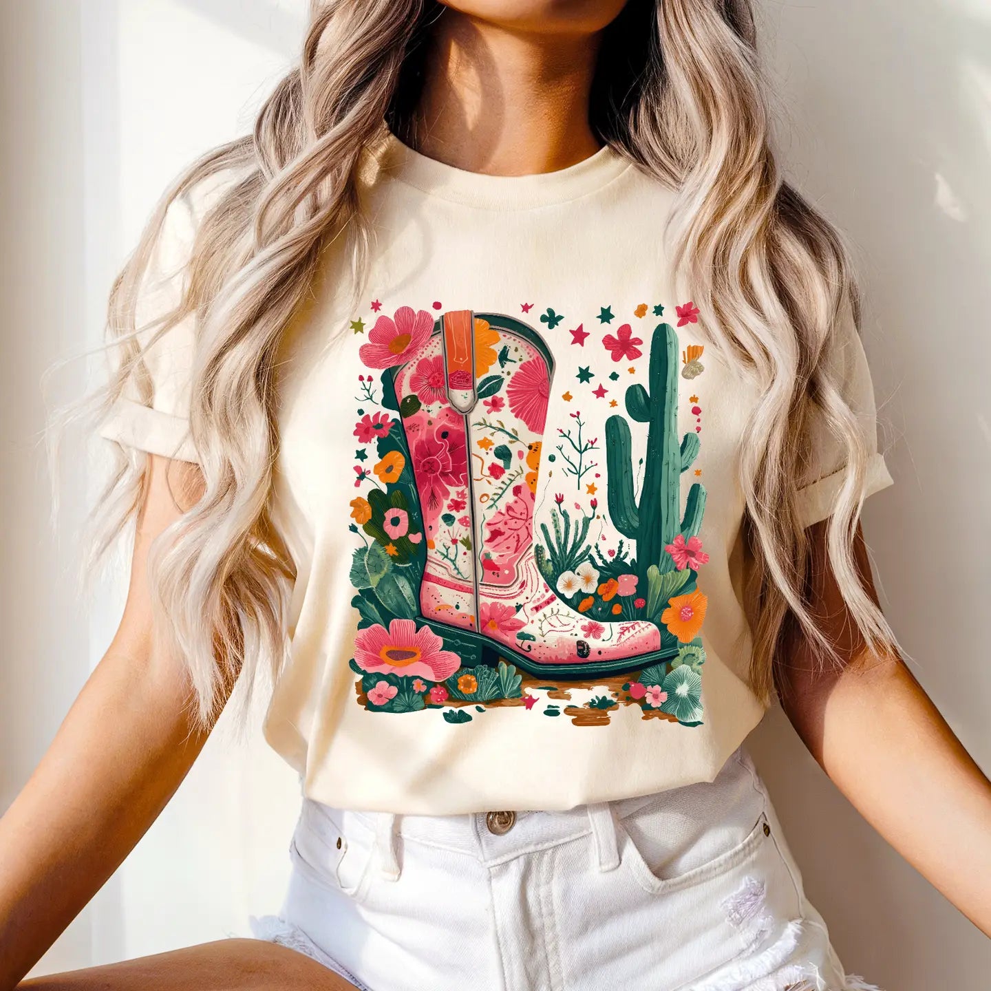 FLORAL COWBOY BOOT CREWNECK TEE/SWEATSHIRT