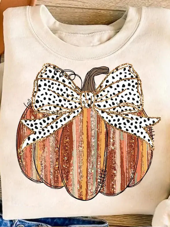 PUMPKIN WATERCOLOR CREWNECK TEE/SWEATSHIRT