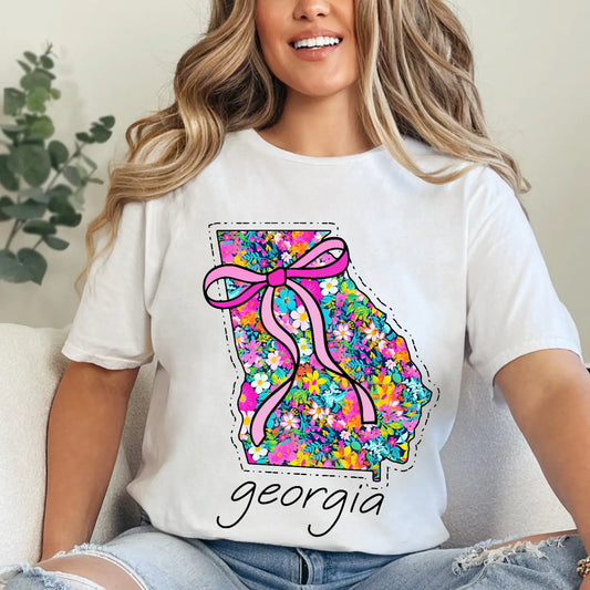 GEORGIA FLORAL STATE CREWNECK TEE/SWEATSHIRT