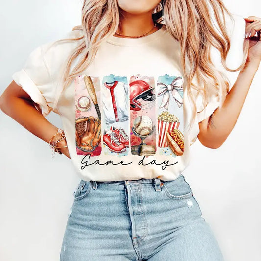 BASEBALL GAME DAY CREWNECK TEE/SWEATSHIRT