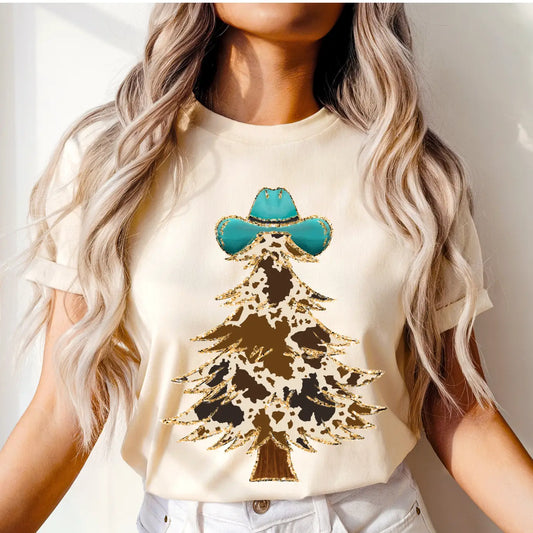 COWBOY CHRISTMAS TREE CREWNECK TEE/SWEATSHIRT