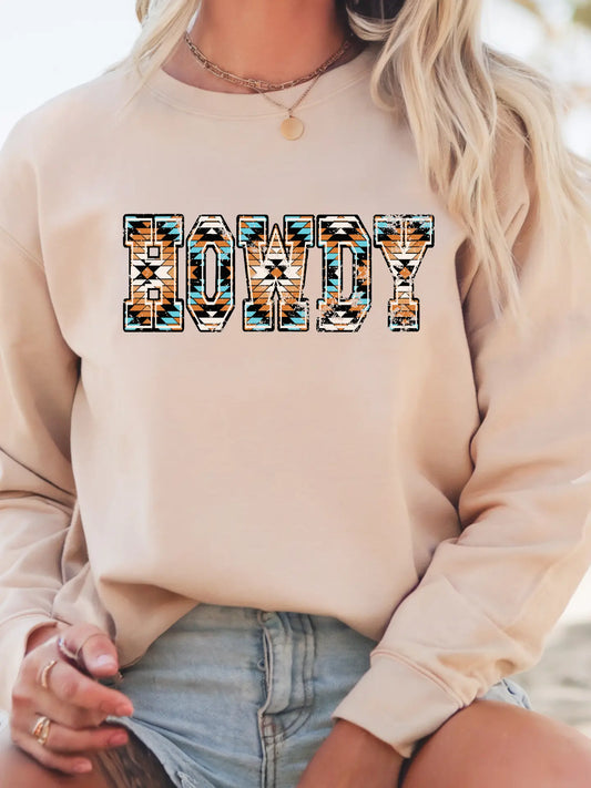 HOWDY AZTEC CREWNECK TEE/SWEATSHIRT