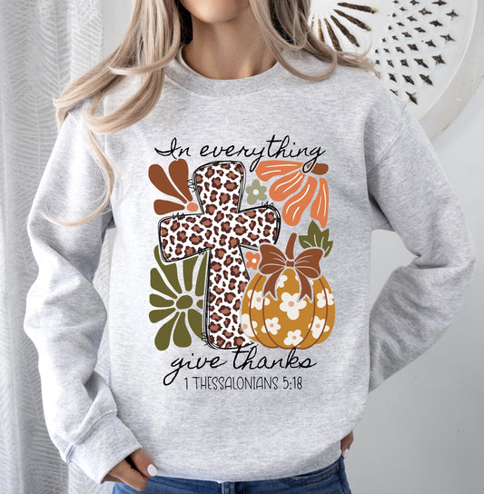 IN EVERYTHING GIVE THANKS CREWNECK TEE/SWEATSHIRT
