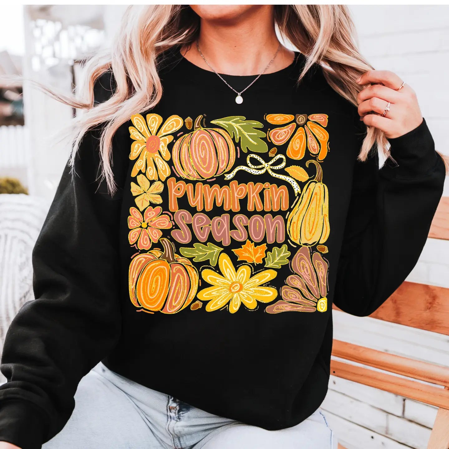 PUMPKIN SEASON CREWNECK TEE/SWEATSHIRT