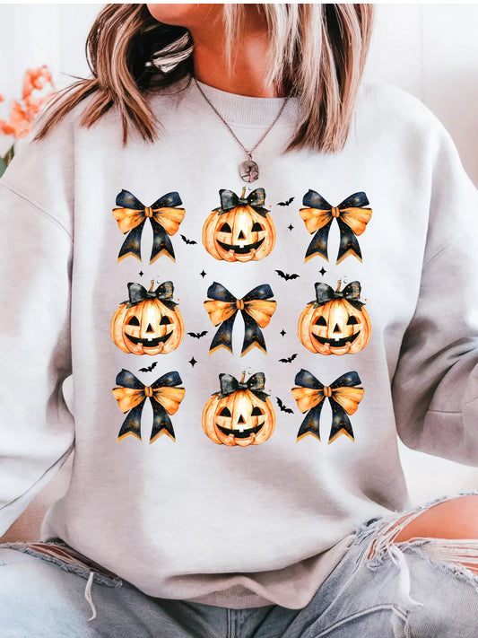 HALLOWEEN PUMPKIN COQUETTE CREWNECK TEE/SWEATSHIRT