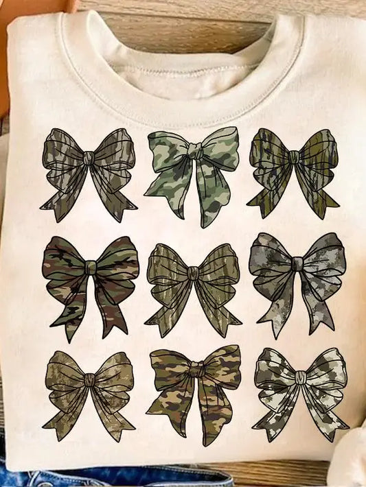 CAMO BOW COQUETTE CREWNECK TEE/SWEATSHIRT