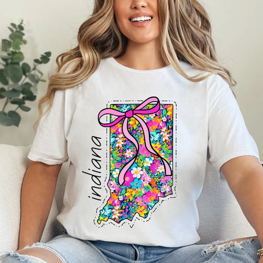 INDIANA FLORAL STATE CREWNECK TEE/SWEATSHIRT