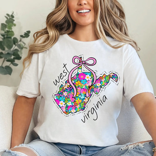 WEST VIRGINIA FLORAL STATE CREWNECK TEE/SWEATSHIRT