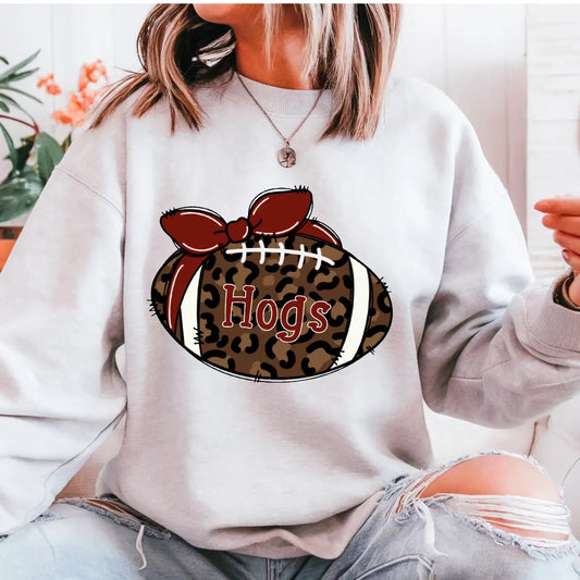 HOGS FOOTBALL CREWNECK TEE/SWEATSHIRT