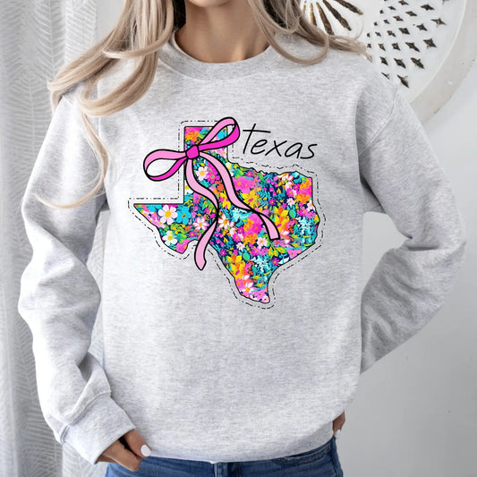 TEXAS FLORAL STATE CREWNECK TEE/SWEATSHIRT