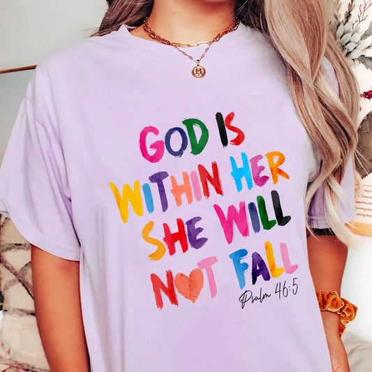 GOD IS WITHIN HER SHE WILL NOT FALL CREWNECK TEE/SWEATSHIRT