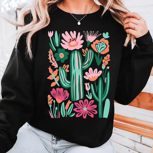 BOHO CACTUS CREWNECK TEE/SWEATSHIRT