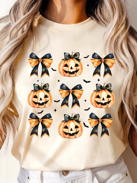 HALLOWEEN PUMPKIN COQUETTE CREWNECK TEE/SWEATSHIRT
