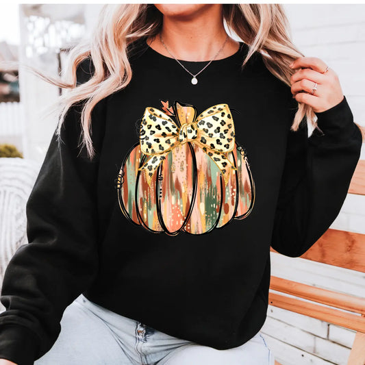 GOLD GLITTER PUMPKIN CREWNECK TEE/SWEATSHIRT