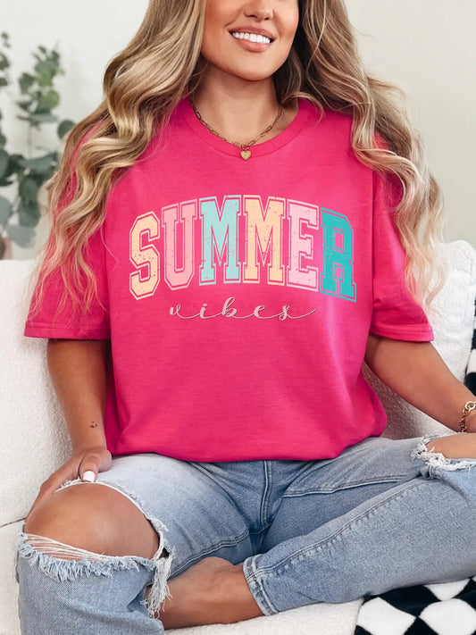 SUMMER VIBES PASTEL CREWNECK TEE