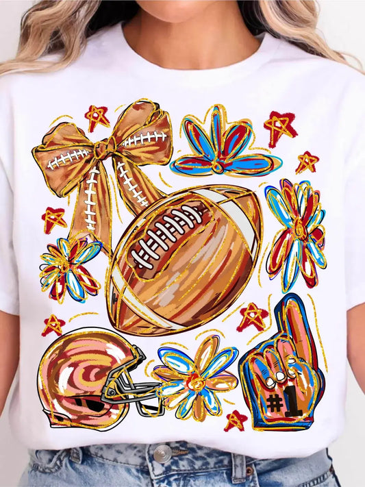 FOOTBALL FLORAL CREWNECK TEE/SWEATSHIRT