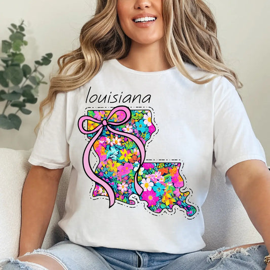 LOUISIANA FLORAL STATE CREWNECK TEE/SWEATSHIRT
