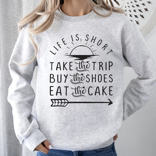 LIFE IS SHORT CREWNECK TEE/SWEATSHIRT