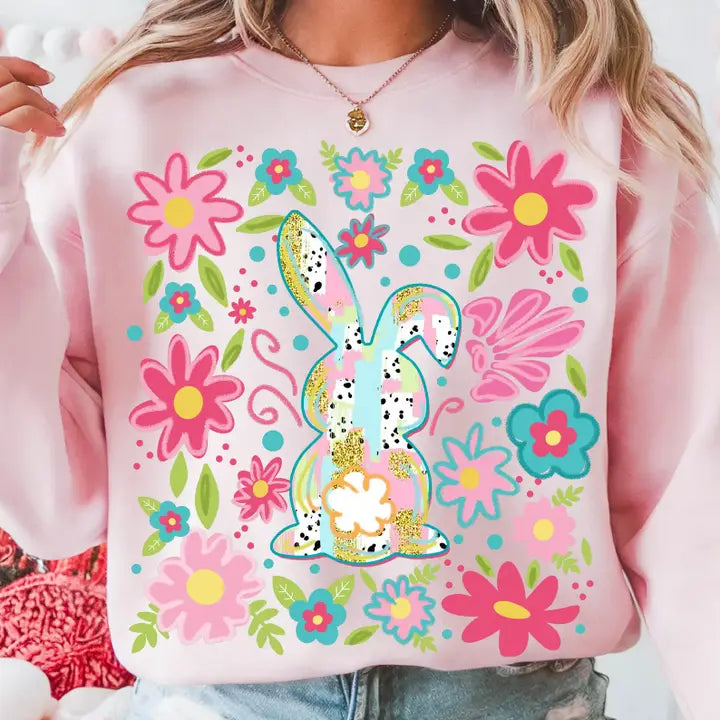 BOHO EASTER BUNNY CREWNECK TEE/SWEATSHIRT