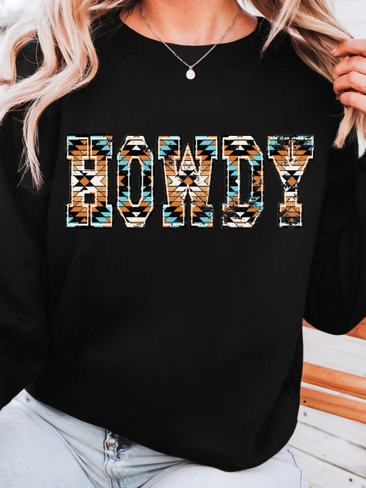 HOWDY AZTEC CREWNECK TEE/SWEATSHIRT