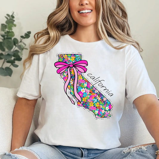 CALIFORNIA FLORAL STATE CREWNECK TEE/SWEATSHIRT