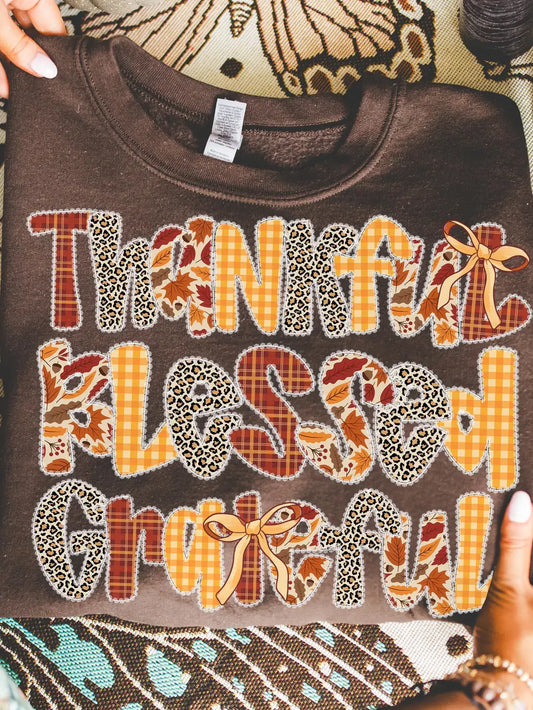 PREPPY THANKFUL CREWNECK TEE/SWEATSHIRT