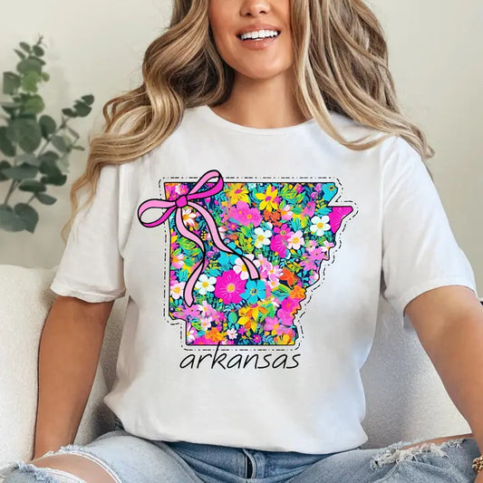ARKANSAS FLORAL STATE CREWNECK TEE/SWEATSHIRT