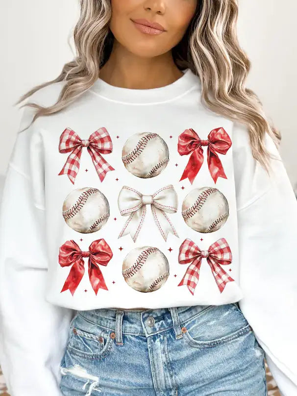 VINTAGE BASEBALL BOW CREWNECK TEE/SWEATSHIRT