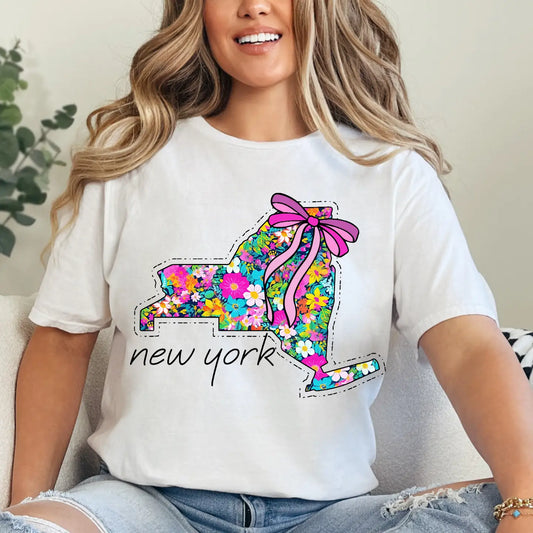 NEW YORK FLORAL STATE CREWNECK TEE/SWEATSHIRT