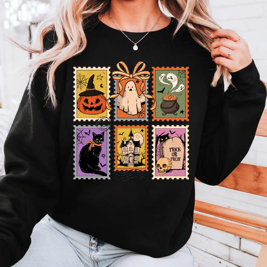 HALLOWEEN STAMPS CREWNECK TEE/SWEATSHIRT