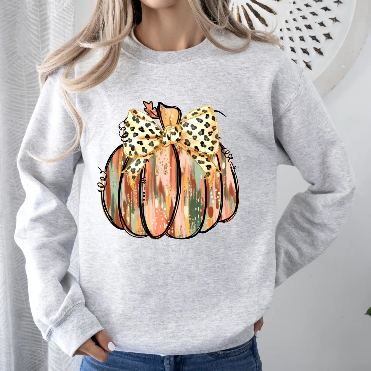 GOLD GLITTER PUMPKIN CREWNECK TEE/SWEATSHIRT