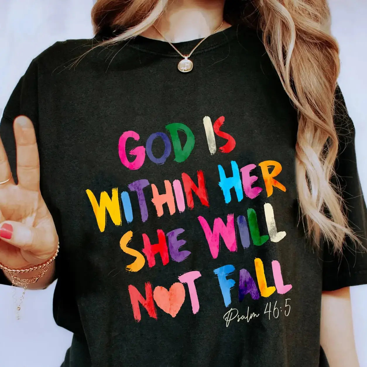 GOD IS WITHIN HER SHE WILL NOT FALL CREWNECK TEE/SWEATSHIRT