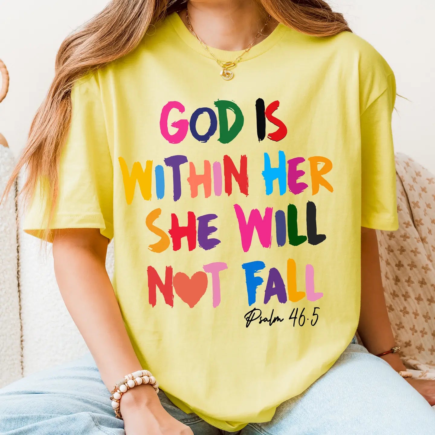 GOD IS WITHIN HER SHE WILL NOT FALL CREWNECK TEE/SWEATSHIRT