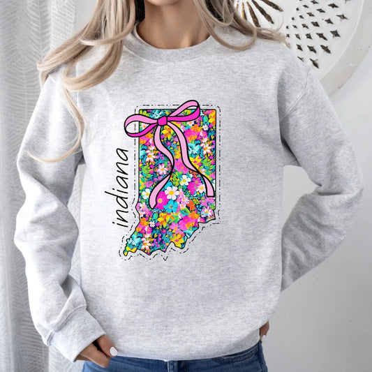 INDIANA FLORAL STATE CREWNECK TEE/SWEATSHIRT