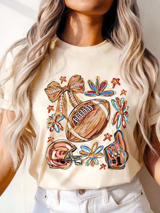 FOOTBALL FLORAL CREWNECK TEE/SWEATSHIRT