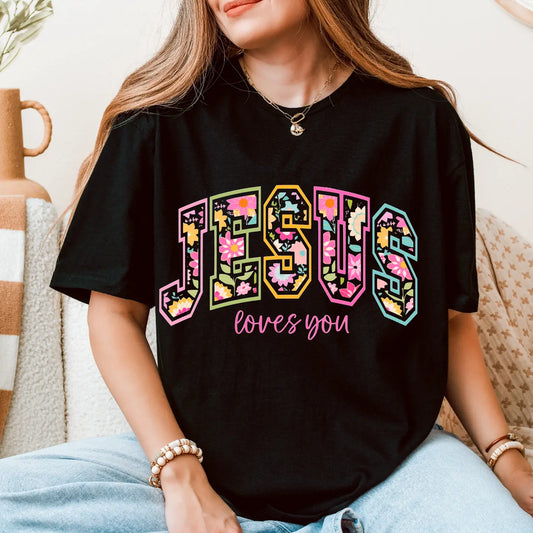 JESUS LOVES YOU ARCHED CREWNECK TEE/SWEATSHIRT